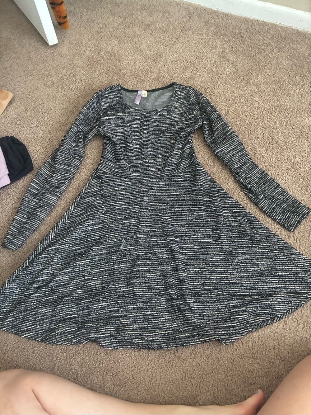 Alyx Black and White Textured Knit Dress